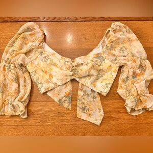 Boho flowy floral sexy cottage crop top, whimsical fairy romance, renaissance